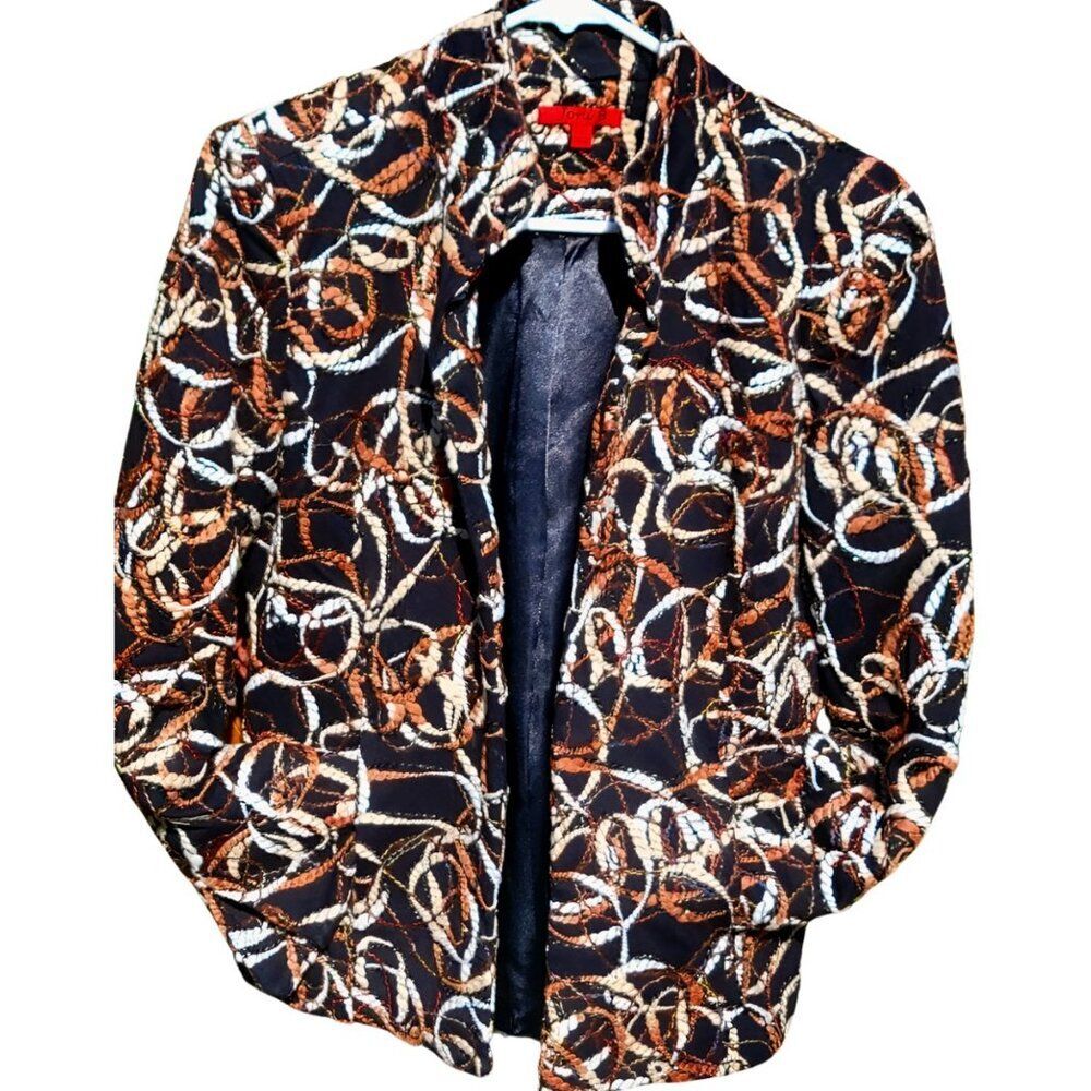 Vintage Joni B Women's Small Black Brown Metallic Embroidered Jacket